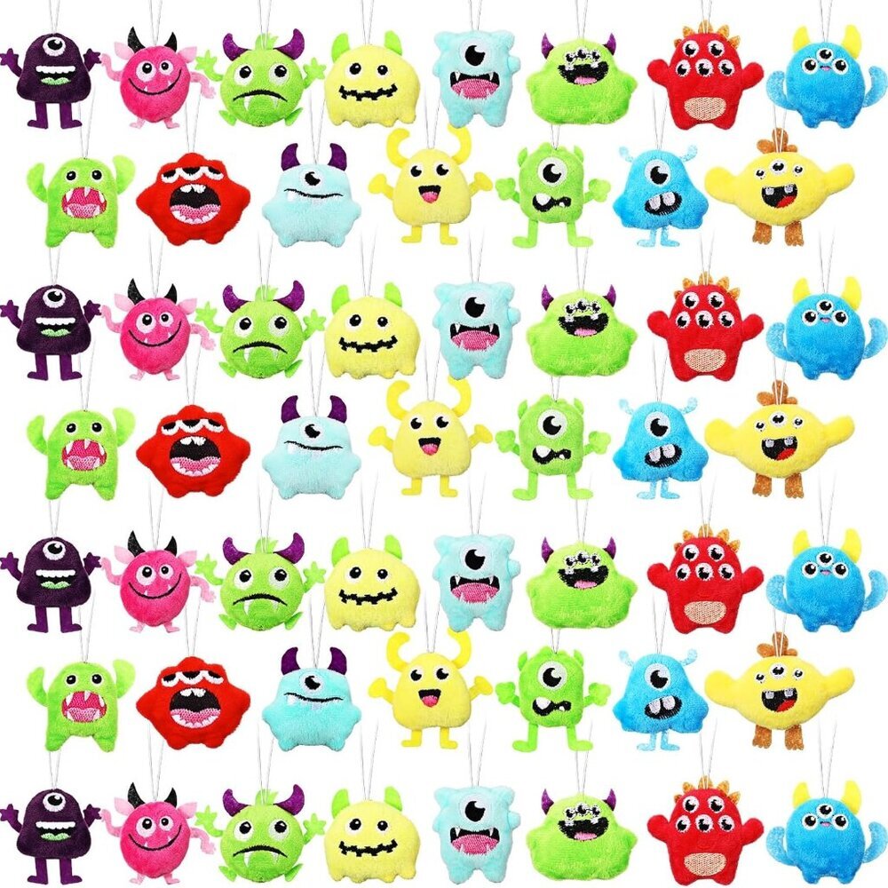 90 Pcs Halloween Mini Plush Keychain Small Stuffed Devil Bulk Mini Stuffed Anima